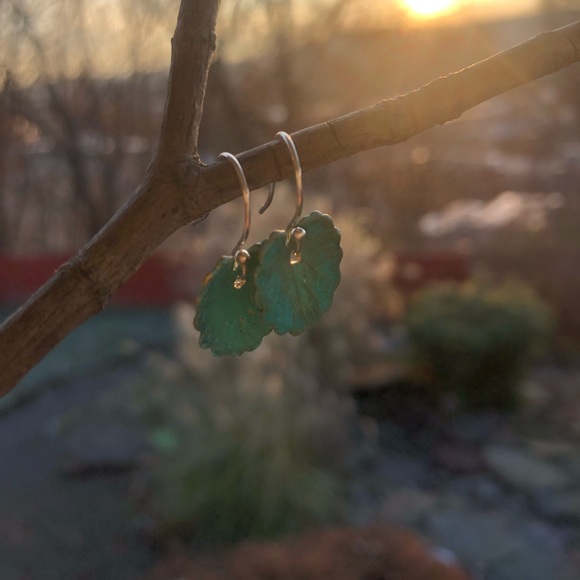COPY - COPY - COPY - Handcrafted verdigris leaves Earrings - Picture 4 of 9